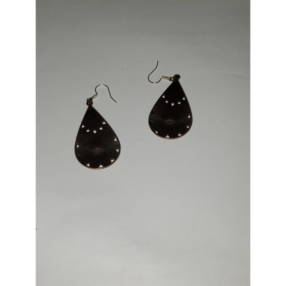 Enameled Hippie Boho Pierced Earrings Dangle Drop Handmade Flower 60's Style - Picture 6 of 7